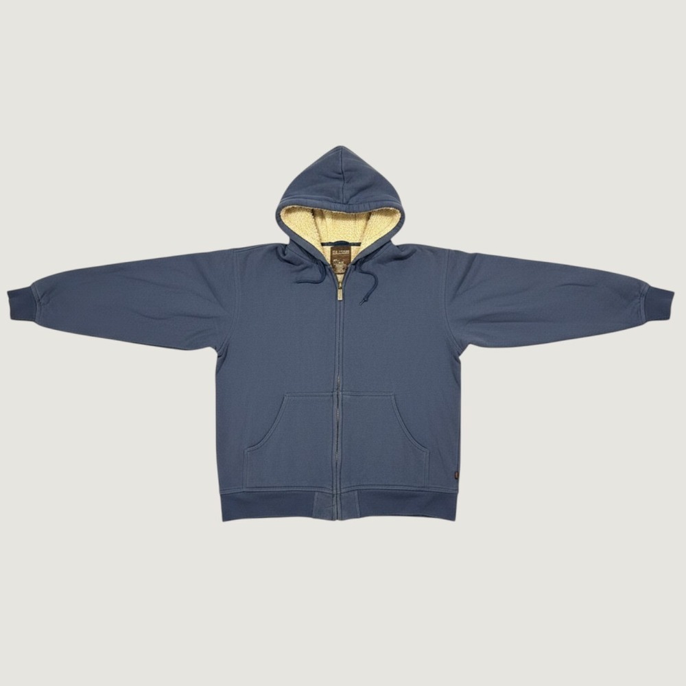 Moose Creek Mens Blue Sherpa Lined Full Zip Hoodie Sweatshirt Size Large